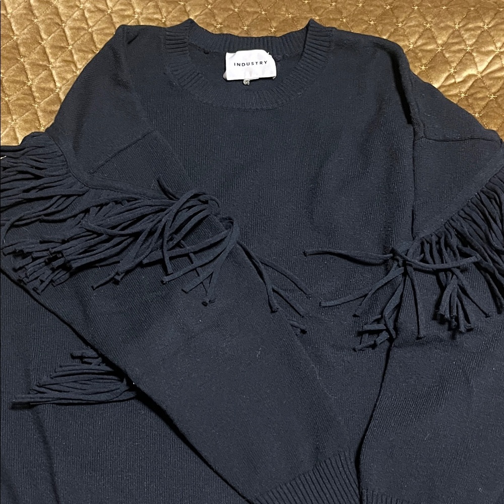 Industry Black Fringe Sweater